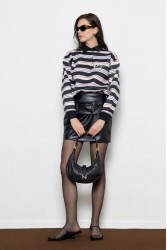 MALLORY THE LABEL Sunday Polo Sweater Black Μαύρο Πόλο Μπλούζα με Ρίγες