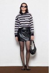 MALLORY THE LABEL Sunday Polo Sweater Black Μαύρο Πόλο Μπλούζα με Ρίγες