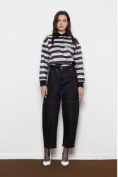 MALLORY THE LABEL Sunday Polo Sweater Black Μαύρο Πόλο Μπλούζα με Ρίγες