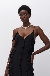 MALLORY THE LABEL Poison Black Dress Μαύρο φόρεμα με βολάν