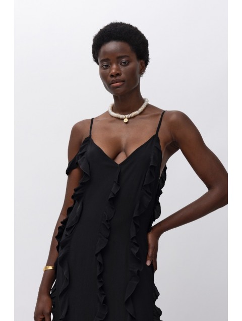 MALLORY THE LABEL Poison Black Dress Black dress with ruffles MALLORY THE LABEL Poison Black Dress Black dress with ruffles