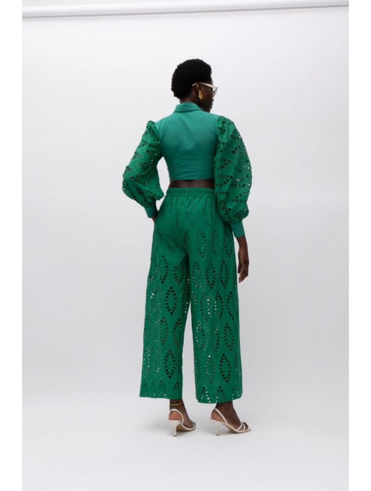MALLORY THE LABEL Simon Green Crop Top Πράσινο Τοπ με γιακά