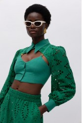 MALLORY THE LABEL Simon Green Crop Top Πράσινο Τοπ με γιακά