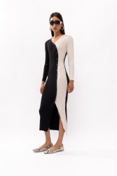 MALLORY THE LABEL Kuala Knit Dress Μαύρο άσπρο Πλεκτό φόρεμα