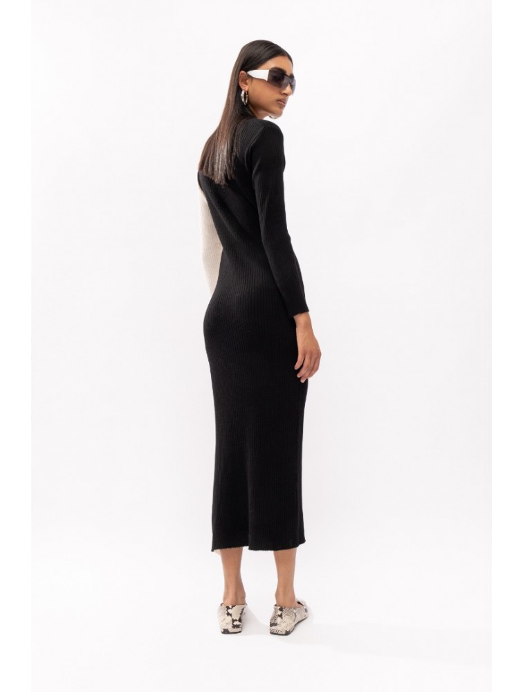 MALLORY THE LABEL Kuala Knit Dress Μαύρο άσπρο Πλεκτό φόρεμα
