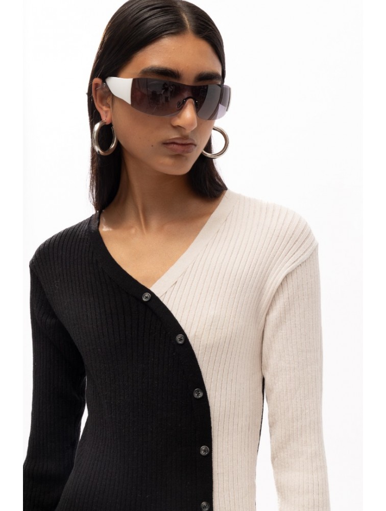 MALLORY THE LABEL Kuala Knit Dress Μαύρο άσπρο Πλεκτό φόρεμα