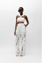 MALLORY THE LABEL Mira White Crop Top Λευκό Τοπ με γιακά