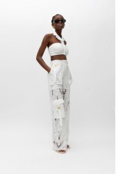 MALLORY THE LABEL Mira White Crop Top Λευκό Τοπ με γιακά