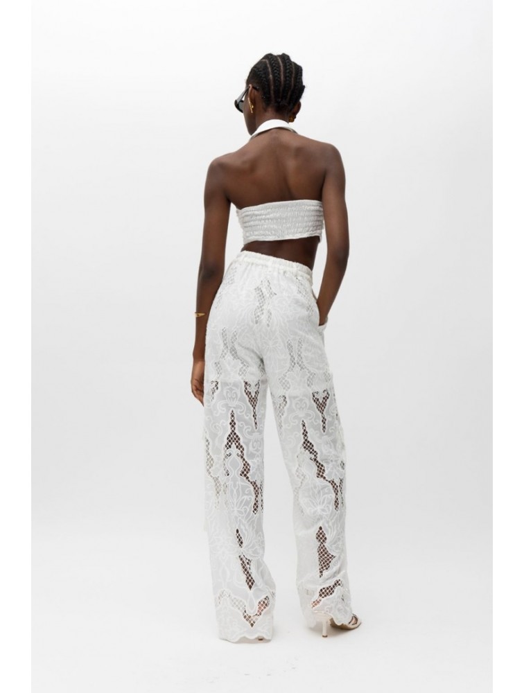 MALLORY THE LABEL Mira White Crop Top Λευκό Τοπ με γιακά