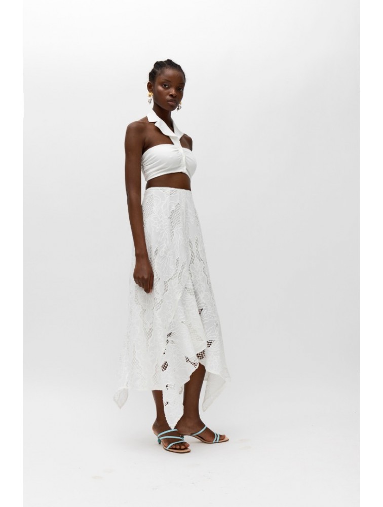 MALLORY THE LABEL Fiesta White Skirt Λευκή Φούστα