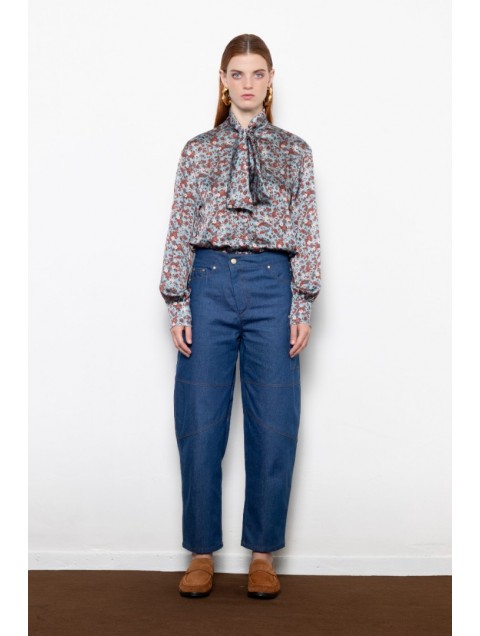 MALLORY THE LABEL Twilla Blue Floral Shirt Μπλε Φλοράλ Πουκάμισο