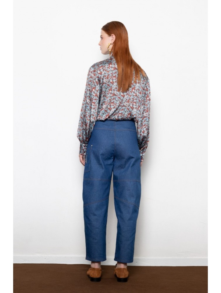 MALLORY THE LABEL Twilla Blue Floral Shirt Μπλε Φλοράλ Πουκάμισο