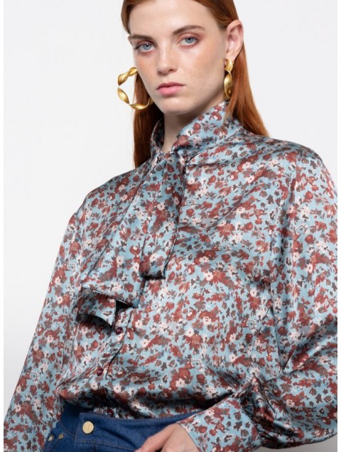 MALLORY THE LABEL Twilla Blue Floral Shirt Μπλε Φλοράλ Πουκάμισο