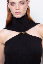 MALLORY THE LABEL Whiskey Black Moon Top Μαύρο Τοπ