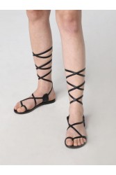 MANEBÌ Alex Rivière x Manebí - Leather women's sandals- Black