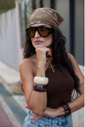 MARKESS Mocha Paisley Bandana Καφέ Μπαντάνα