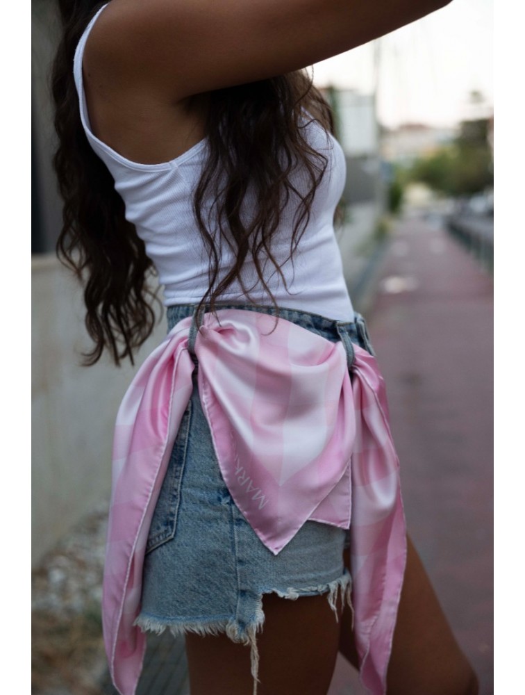 MARKESS Pink Pic-Nic Scarf  Ροζ Καρώ Μαντήλι