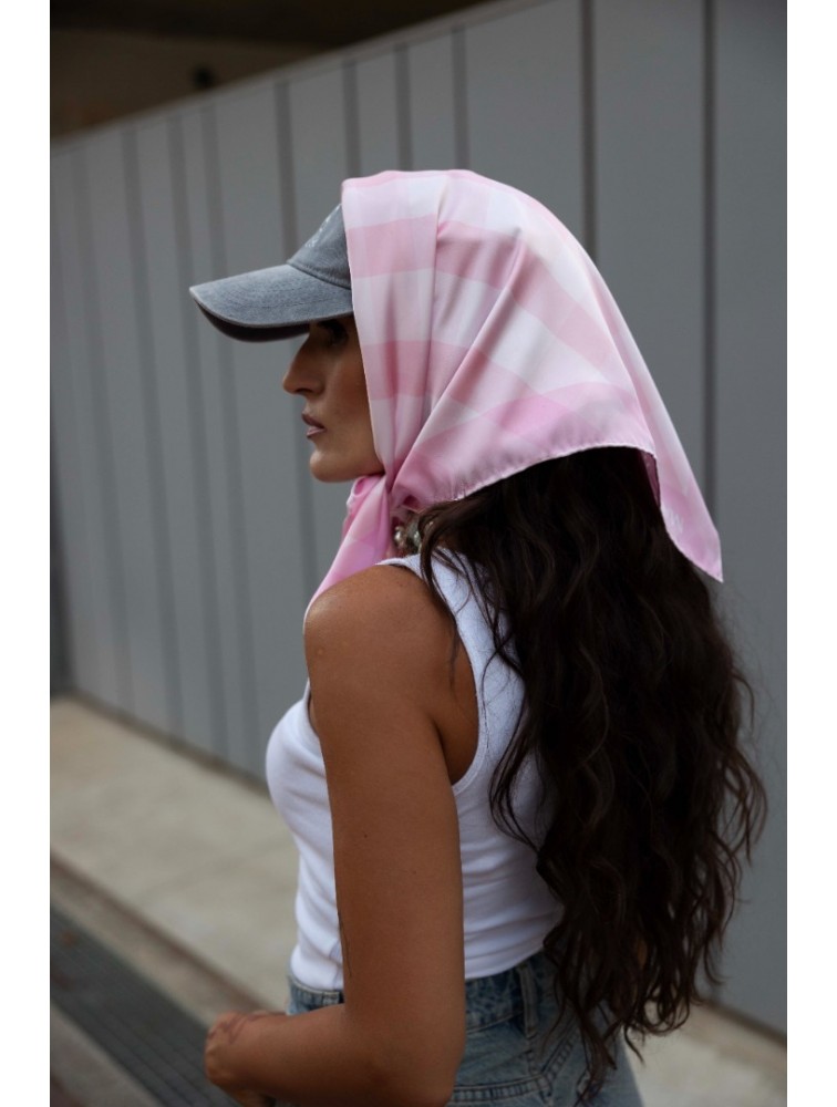 MARKESS Pink Pic-Nic Scarf  Ροζ Καρώ Μαντήλι
