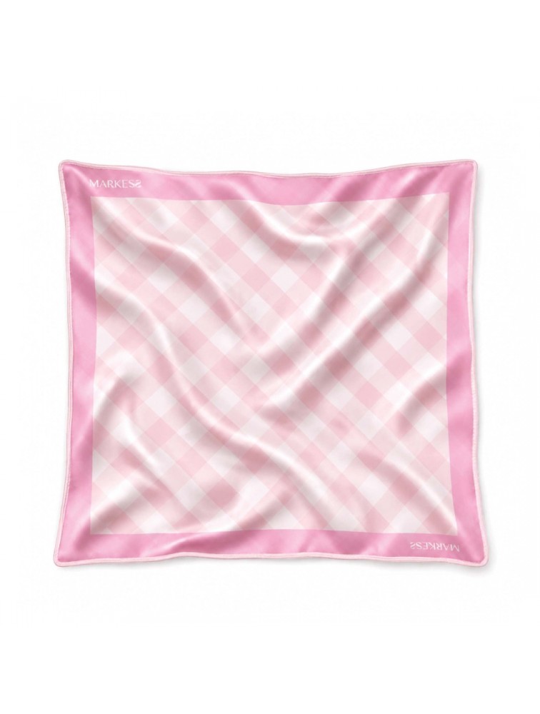MARKESS Pink Pic-Nic Scarf  Ροζ Καρώ Μαντήλι