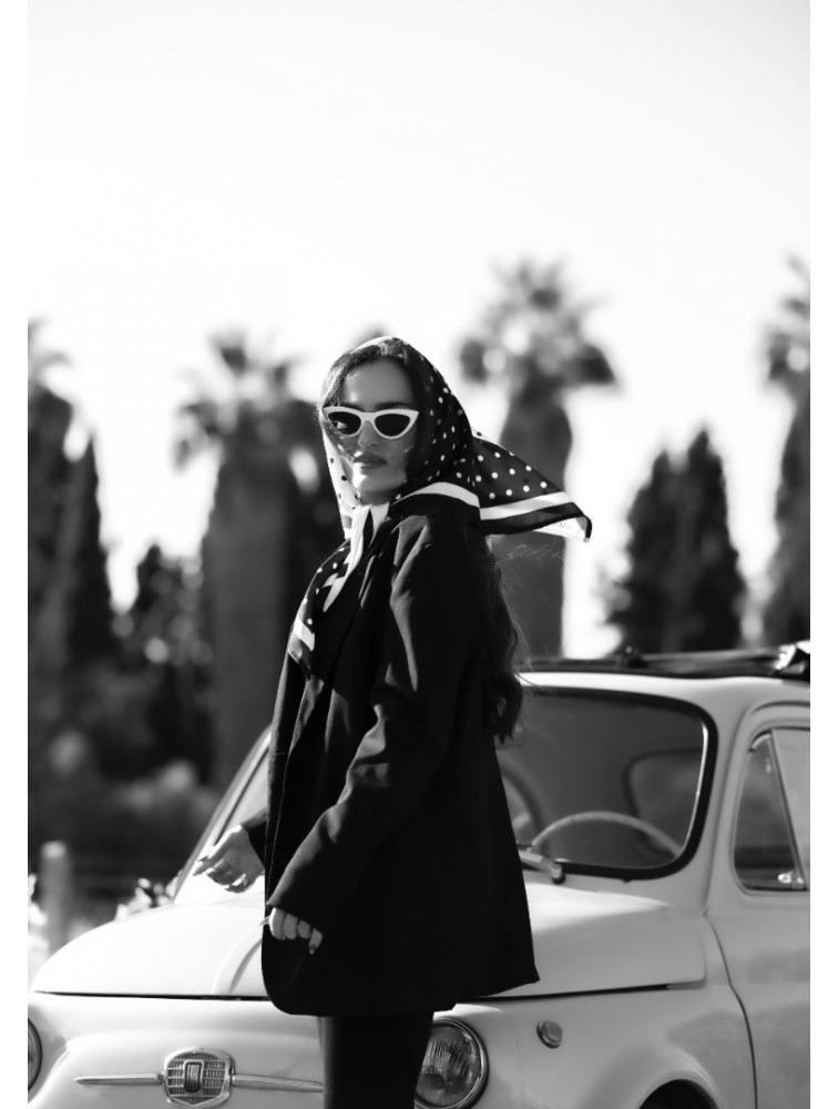 MARKESS Polka Dots Ασπρόμαυρο Πουά Μαντήλι