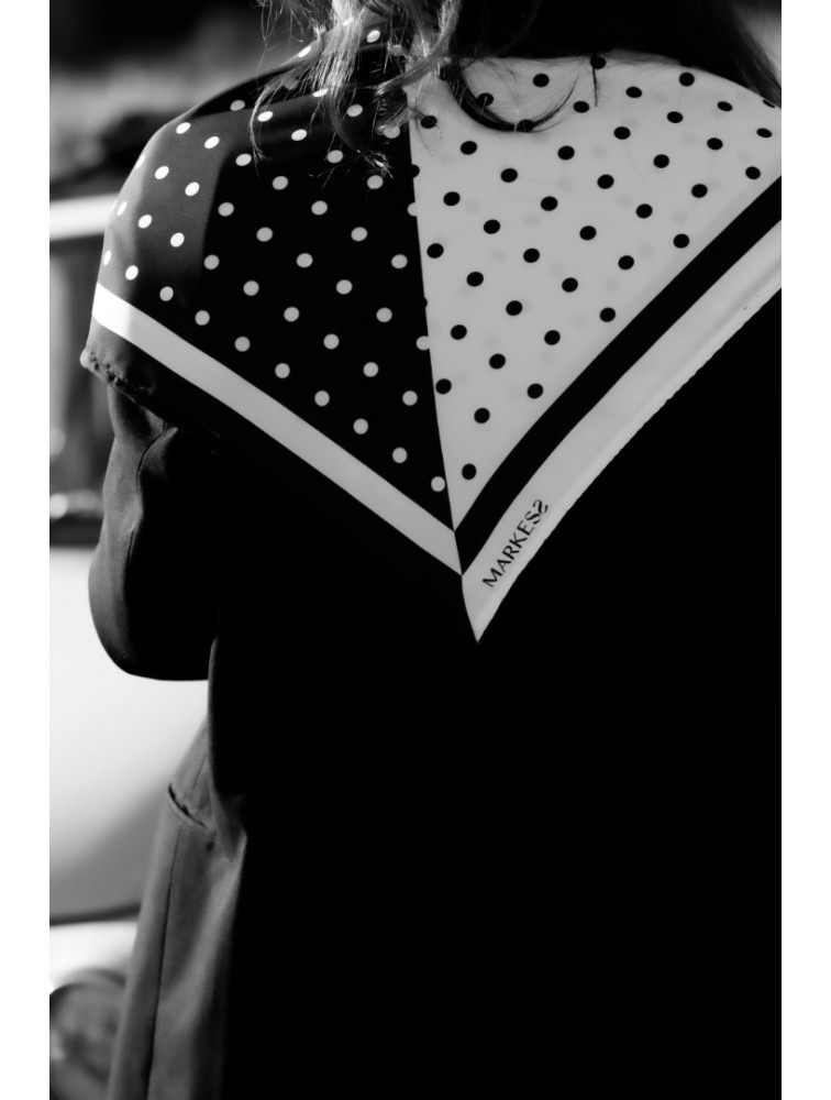 MARKESS Polka Dots Ασπρόμαυρο Πουά Μαντήλι