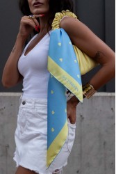 MARKESS Sky Heart Scarf Γαλάζιο Μαντήλι με Καρδιές