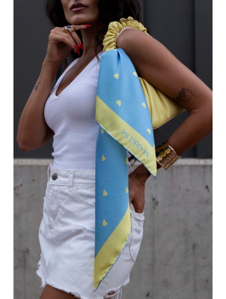 MARKESS Sky Heart Scarf Γαλάζιο Μαντήλι με Καρδιές