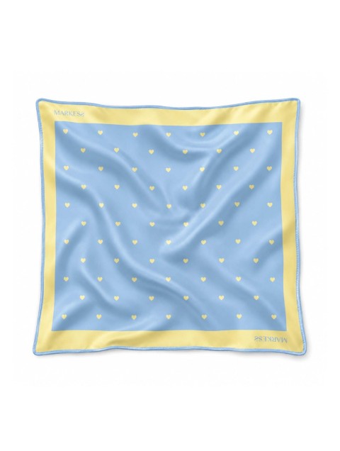 MARKESS Sky Heart Scarf Γαλάζιο Μαντήλι με Καρδιές