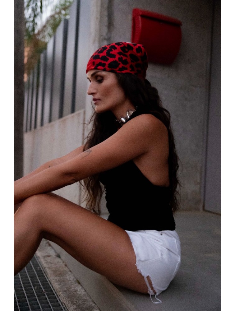 MARKESS Wild Lily Κόκκινο Animal Print Μαντήλι