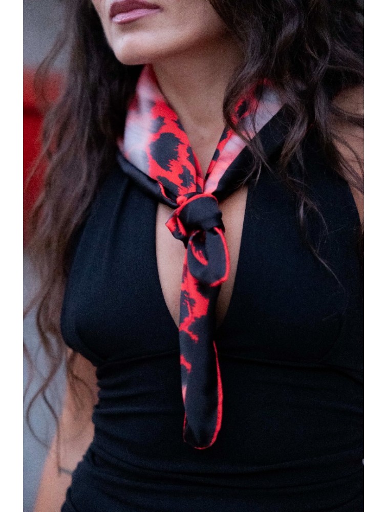 MARKESS Wild Lily Κόκκινο Animal Print Μαντήλι