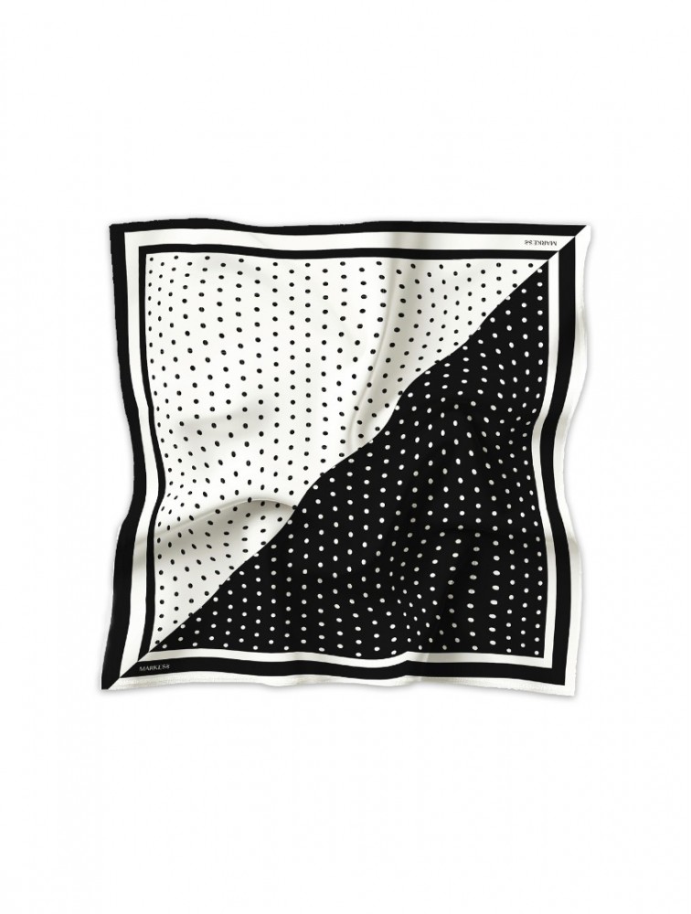 MARKESS Polka Dots Ασπρόμαυρο Πουά Μαντήλι
