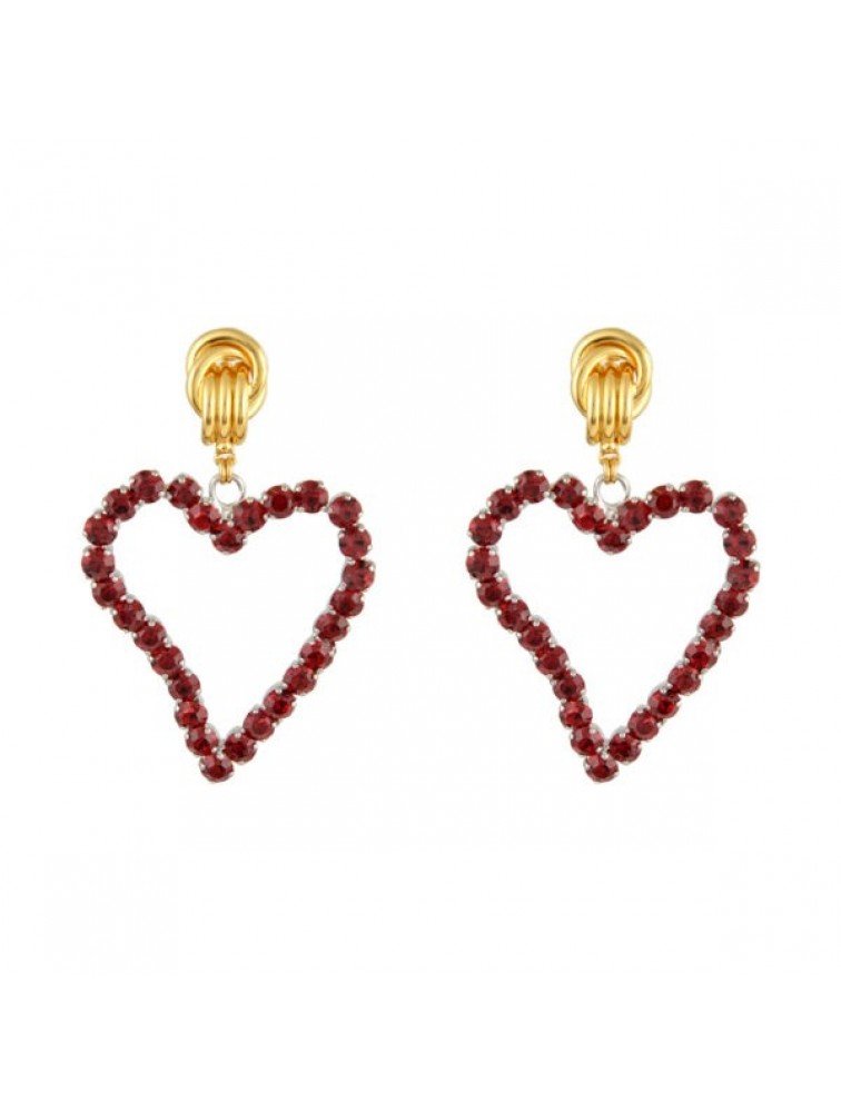 MAYOL JEWELRY All Of My Heart Earrings Mini Red Κόκκινα Σκουλαρίκια με κρύσταλλα Swarovski