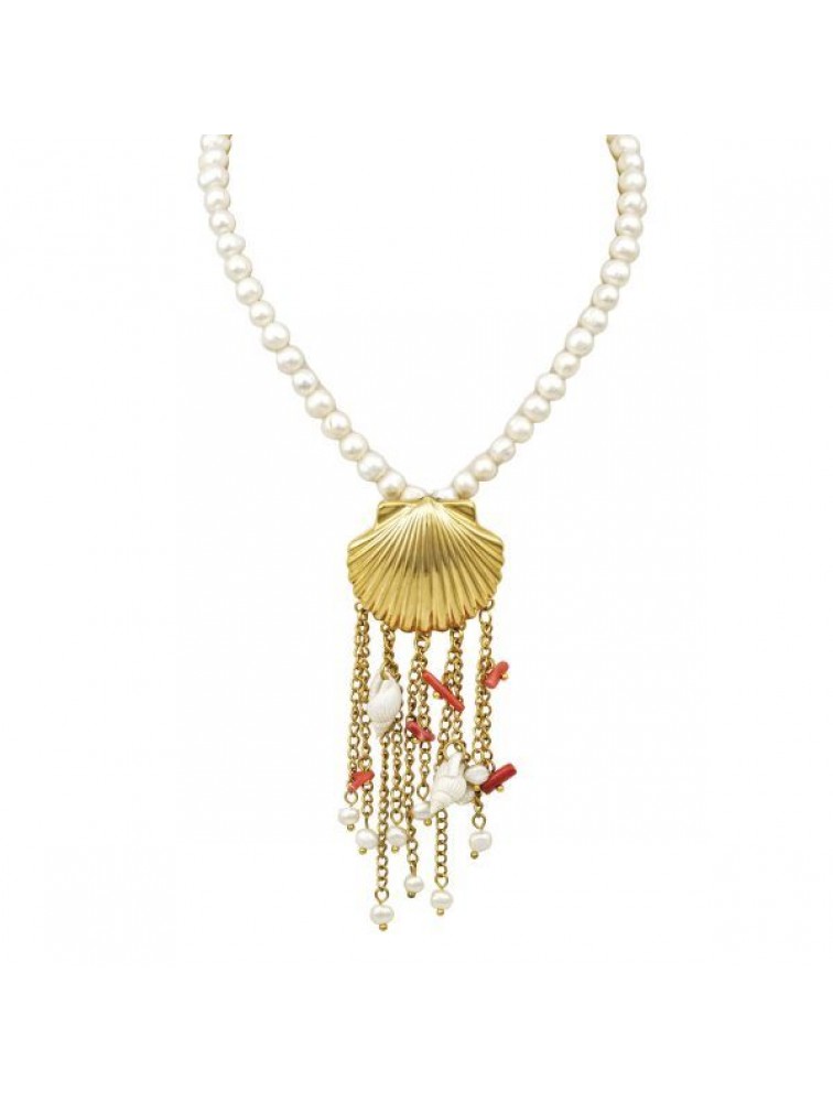 MAYOL JEWELRY Aquanta Necklace Κολιέ από επιχρυσωμένο ορείχαλκο σε σχήμα κοχυλιού