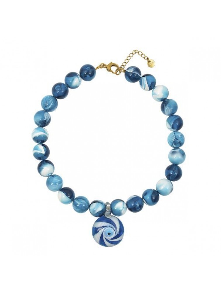 MAYOL JEWELRY Big Blue Necklace Μπλε Κολιέ από Vintage συνθετικές χάντρες