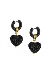 MAYOL JEWELRY Candyshack Earrings Black Μαύρα Επιχρυσωμένα σκουλαρίκια κρίκοι από ανοξείδωτο ατσάλι