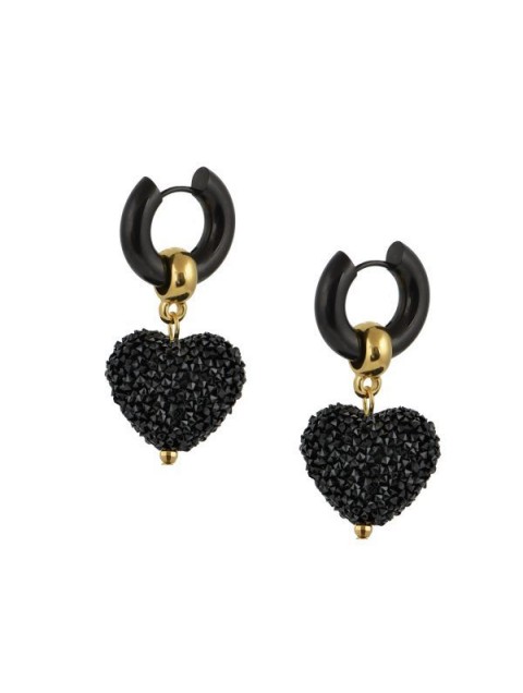 MAYOL JEWELRY Candyshack Earrings Black Black Gold Plated Stainless Steel Hoop Earrings MAYOL JEWELRY Candyshack Earrings Black Black Gold Plated Stainless Steel Hoop Earrings