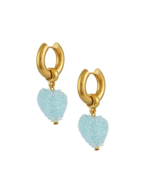 MAYOL JEWELRY Candyshack Earrings Light Blue Επιχρυσωμένα Γαλάζια Σκουλαρίκια Σε Σχήμα Καρδιάς