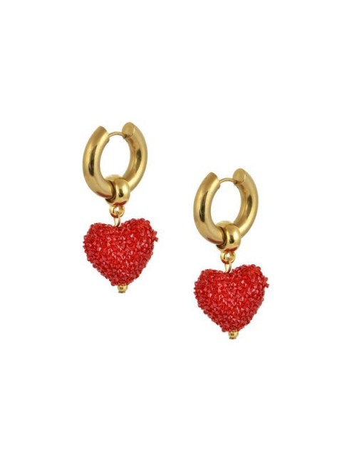 MAYOL JEWELRY Candyshack Earrings Red Red Gold Plated Stainless Steel Hoop Earrings