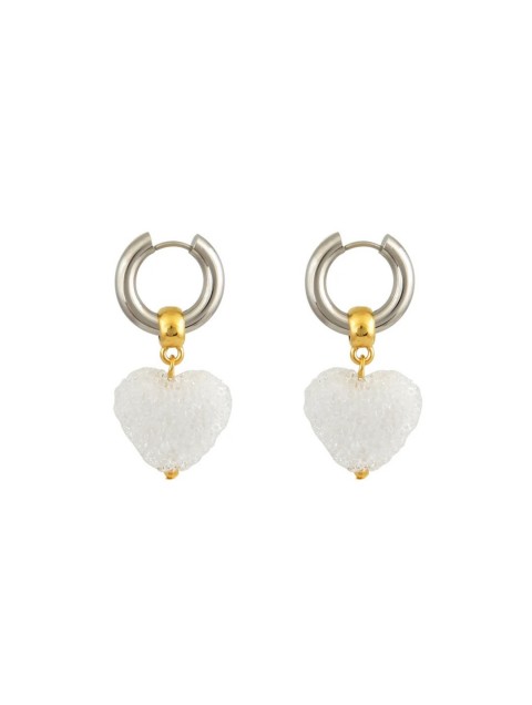 MAYOL JEWELRY Candyshack Earrings Sugar White Λευκά Επιχρυσωμένα Σκουλαρίκια Από Ανοξείδωτο Ατσάλι