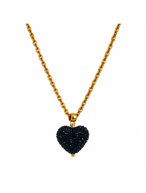 MAYOL JEWELRY Candyshack Necklace Black Επιχρυσωμένο Μαύρο Κολιέ σε Σχήμα Καρδιάς