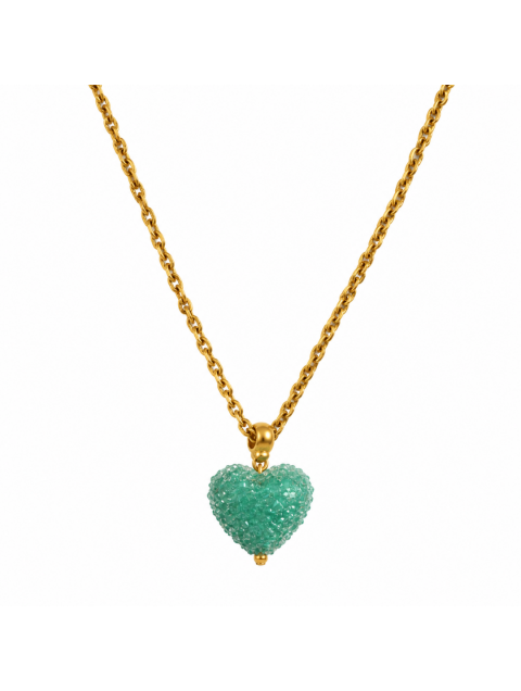 MAYOL JEWELRY Candyshack Necklace Light Green Επιχρυσωμένο  Πράσινο Κολιέ σε Σχήμα Καρδιάς
