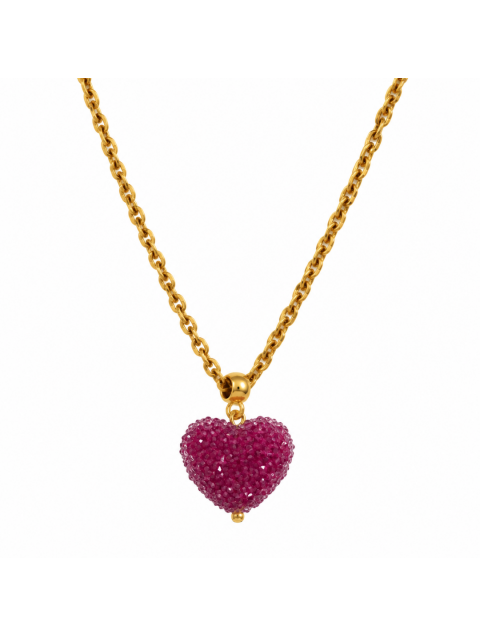 MAYOL JEWELRY Candyshack Necklace Magenta Επιχρυσωμένο Ματζέντα Κολιέ Σε Σχήμα Καρδιάς
