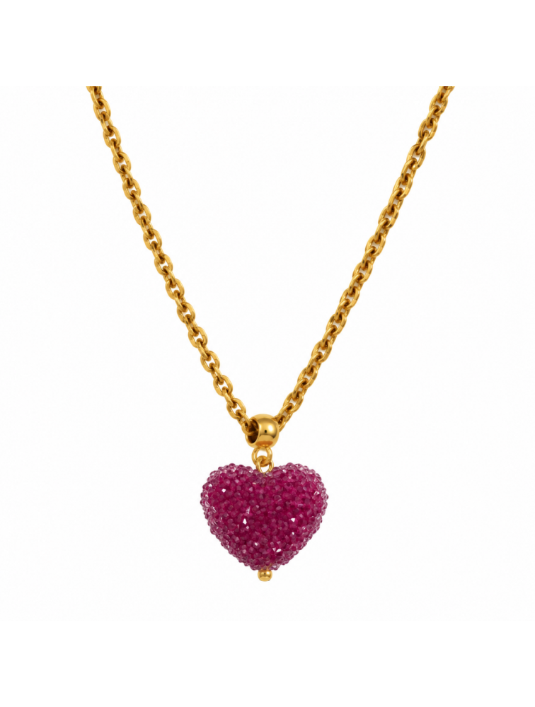 MAYOL JEWELRY Candyshack Necklace Magenta Επιχρυσωμένο Ματζέντα Κολιέ Σε Σχήμα Καρδιάς