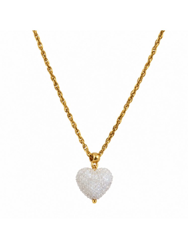 MAYOL JEWELRY Candyshack Necklace White Επιχρυσωμένο Λευκό Κολιέ Σε Σχήμα Καρδιάς