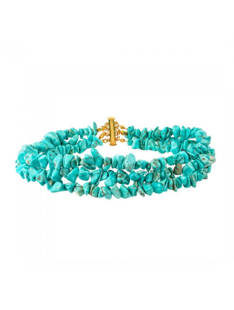 MAYOL JEWELRY Carribean Queen Choker Επιχρυσωμένο Τιρκουάζ Κολιέ με Χάντρες