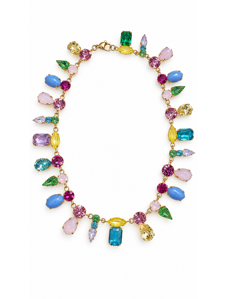 MAYOL JEWELRY Cocktail Necklace Επιχρυσωμένο Πολύxρωμο Κολιέ