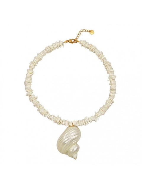 MAYOL JEWELRY Coralie Necklace Λευκό Κολιέ Με Φυσικό Κέλυφος