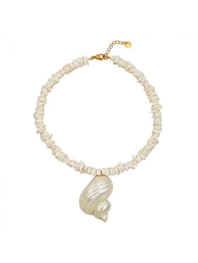 MAYOL JEWELRY Coralie Necklace Λευκό Κολιέ Με Φυσικό Κέλυφος
