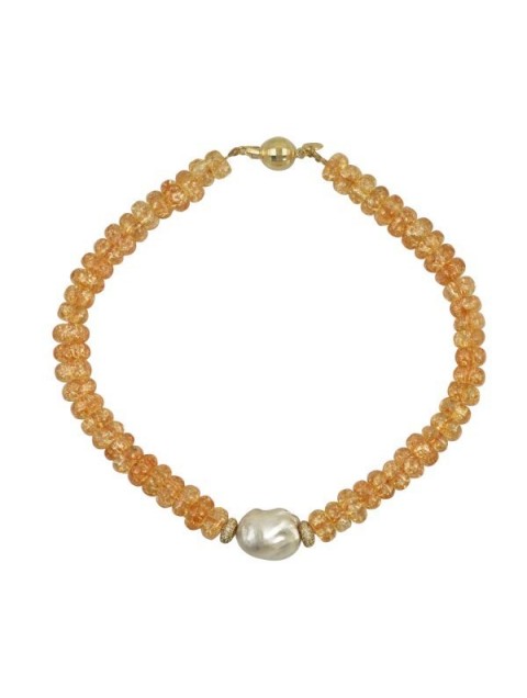 MAYOL JEWELRY Fantastico Choker Orange Choker with Baroque freshwater pearl MAYOL JEWELRY Fantastico Choker Orange Choker with Baroque freshwater pearl