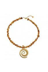 MAYOL JEWELRY Golden Brown Necklace Καφέ Επιχρυσωμένο Κολιέ
